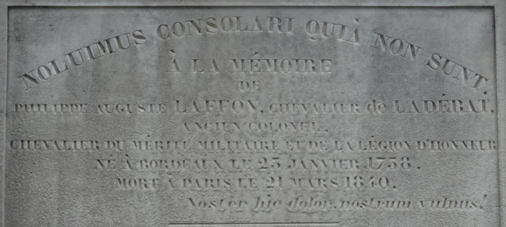 Cimetière du Père Lachaise APPL LAFFON de LADEBAT Philippe Auguste