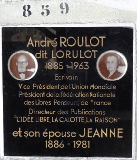 Cimetière du Père Lachaise APPL LORULOT, André ROULOT, dit
