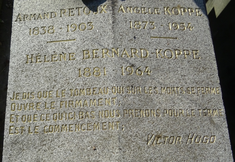 Cimetière du Père Lachaise APPL KOPPE Louise, née RETOUX (18461906)